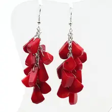 Подробные сведения о красный коралловый кластер висячие серьги