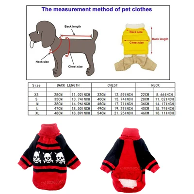 Рождественский маленький собачий свитер одежда теплые домашние животные Щенок пальто Чихуахуа Тедди Вязание пуловер Одежда Зимние Домашние животные Хэллоуин костюм - Цвет: Red Skull