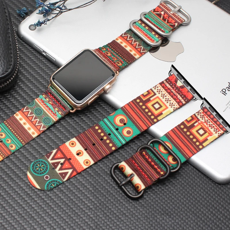 Новый богемный нейлоновый ремешок для Apple Watch 38 мм 40 42 44 iWatch Series 3 4 5 6 спортивный