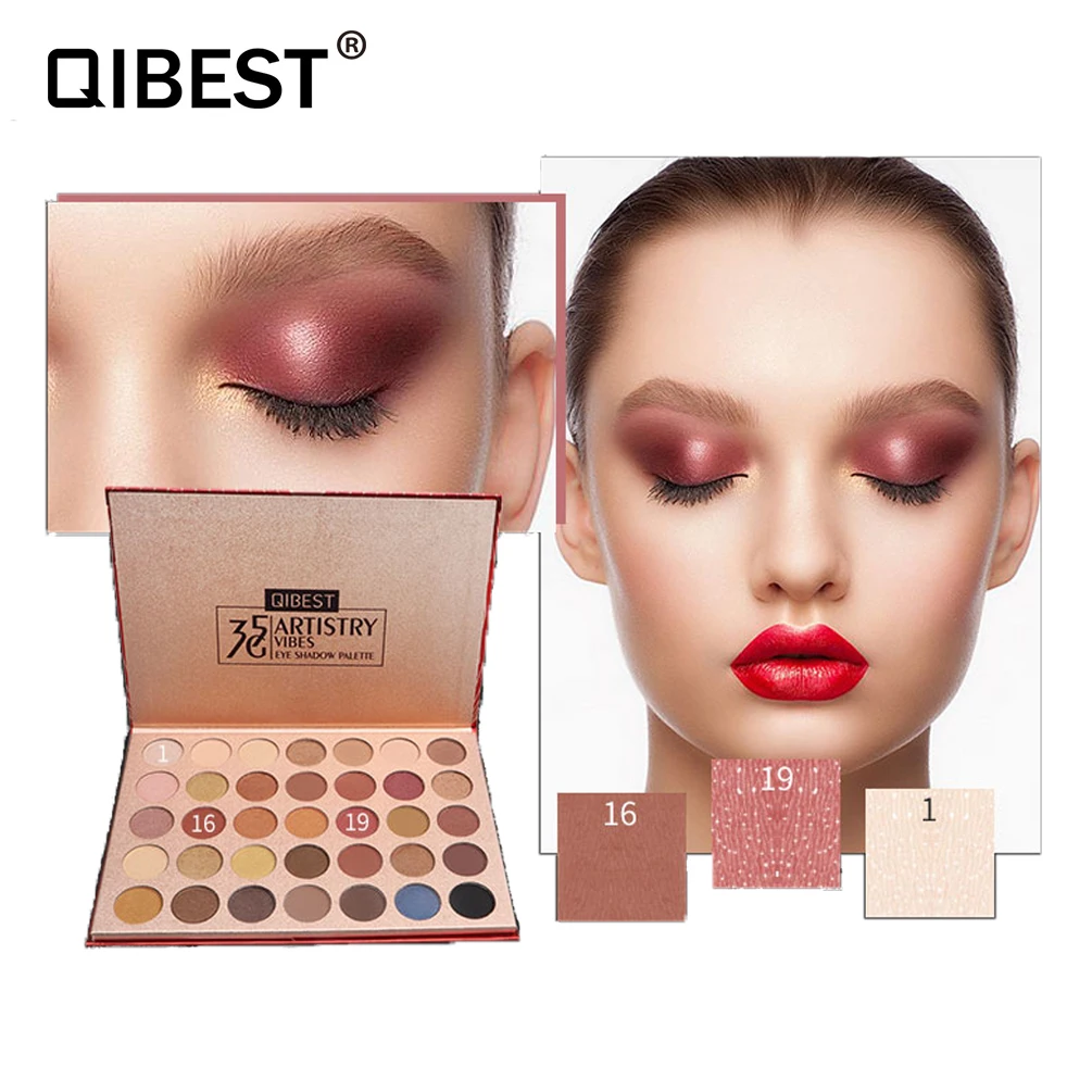

QIBEST 35 Colors Eyeshadow Palette Matte Shimmer Nude Eye Cosmetics Waterproof Long Lasting Make up Pallet Cosmetics