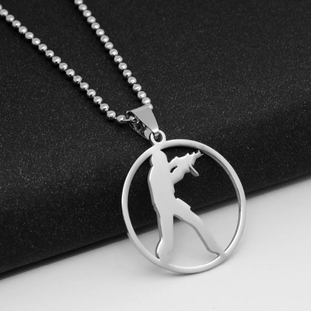 

Stainless Steel Anime Game CS Logo charm Necklace GO Counter-Strike Logo Symbol Necklace Round Global Offensive Pendant Necklace