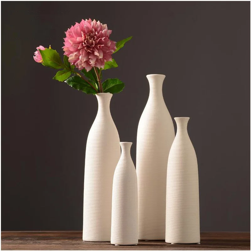 

Tang Dynasty White Ceramic Flower Arrangement Vase Modern Simple Dry Flower Organizer Living Room TV Cabinet Home Soft Decoratio