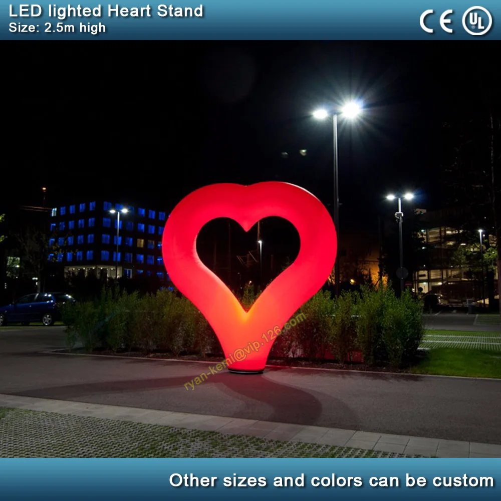 

2.5m LED lighting inflatable heart stand Valentine's Day Wedding party Decoration inflatable heart balloon pillar with blower