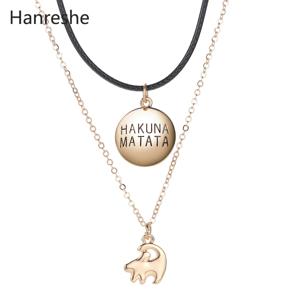 

The Lion King Necklace Women Gift Choker Hakuna Matata Cute Pendant Necklace Long Gold Chain Hiphop Jewelry Leather Necklace