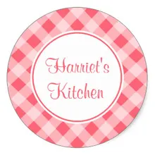 3.8 см пользовательские коралловый в клеточку Кухня выпечки подарок Наклейки