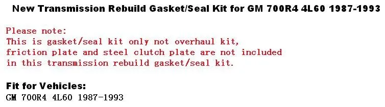 Капитальный ремонт трансмиссии прокладка/уплотнение комплект для 700R4 4L60 1987-1993