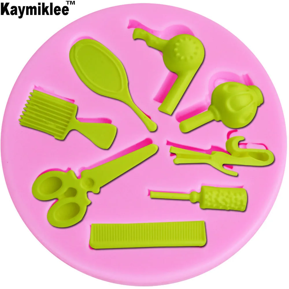 M216 3D Scissors Hair Tools Comb Fimo Silicone Mold Hair Dryer