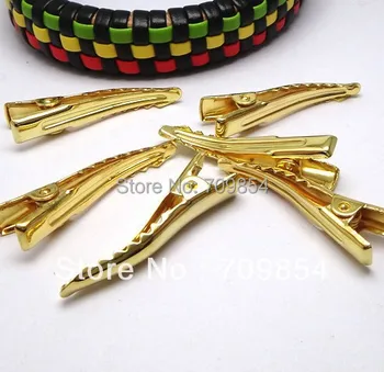 

free shipping!!! 200pcs/lot 32mm gold plated bobby pin alligator clip hair clip jewelry findings