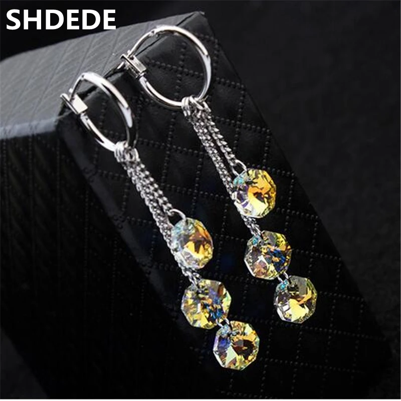 

SHDEDE Wedding Earrings Long Crystal from Swarovski Women Vintage Fashion Jewelry -23466