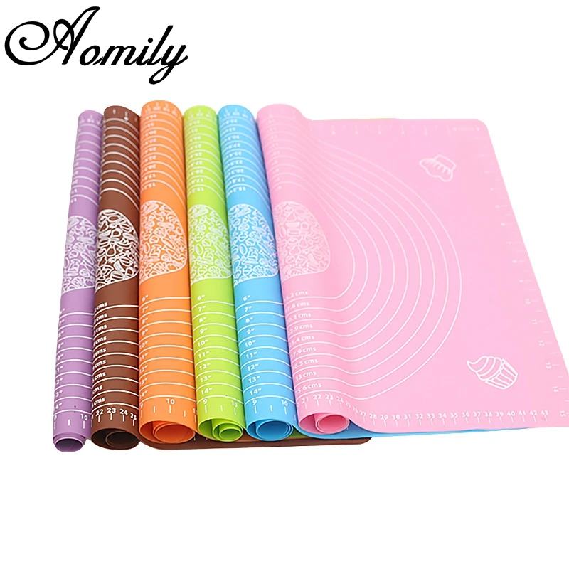 

Aomily 50*40cm Colorful Silicone Dough Mat Bakeware Pastry Oven Pasta Tool Baking Sheet Scale Mat Cake Flour Heat Insulation Pad