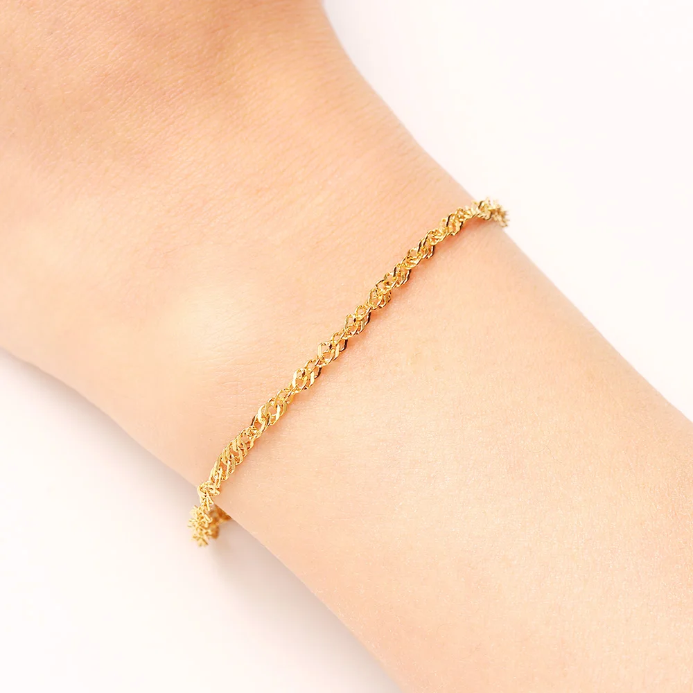 

CACANA Stainless Steel Chain Bracelets For Man Women Gold Silver Color For Pendant Water Wave Donot Fade Jewelry A1217