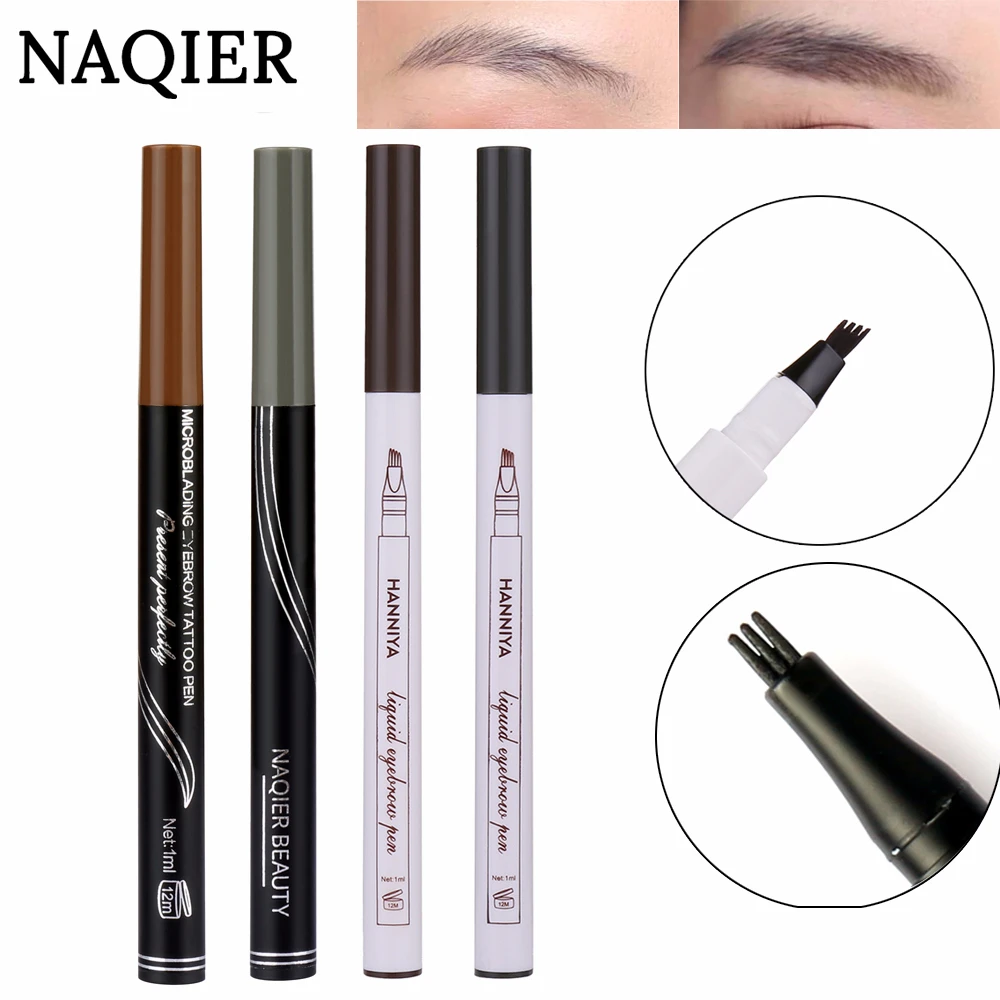 Microblading карандаш для бровей водонепроницаемый вилка кончик бровей Татуировка ручка 3 головы тонкая жидкость для зарисовок карандаш для бровей Краска Карандаш