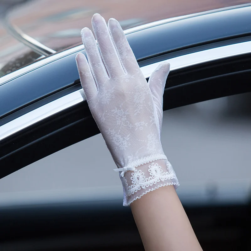 

Sun-proof Summer Lace Gloves Women Sunscreen Anti-UV Thin Gloves Driving Gloves Female Antislip Safety Gloves