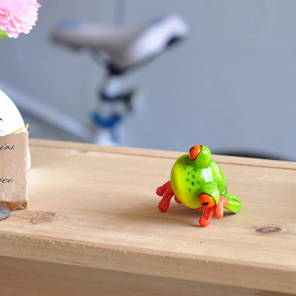 Artificial Resin 3D Craft Frog Decoration Home Decor Office Desk Computer Decoration Gift Favor DIY Handcraft Orgnement 