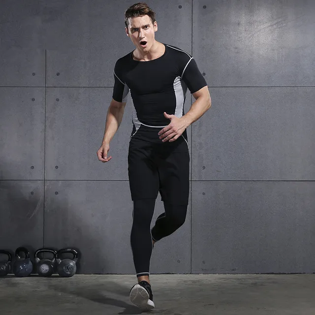 2018 Quick Dry Sports Suits Men Running Sets Compression Basketball Tights Clothes Gym Fitness Jogging Suits Sport Running Suits