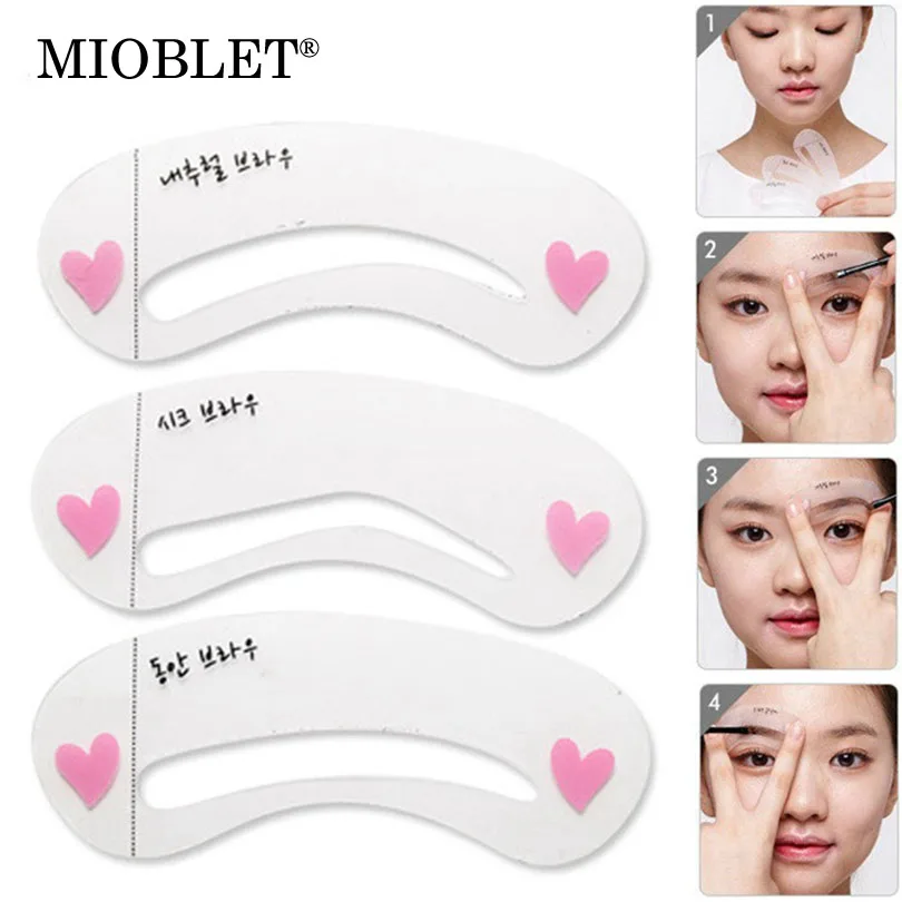 

3Pcs Reusable Eyebrow Grooming Stencil Eye Brow Drawing Template Card Tips Makeup Tool DIY Beauty Eyebrow Shadow Shaper Kit Sets