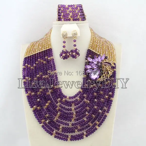 

Splendid African Beads Jewelry Sets Nigerian Wedding African Crystal Beads Jewelry Set HD1580