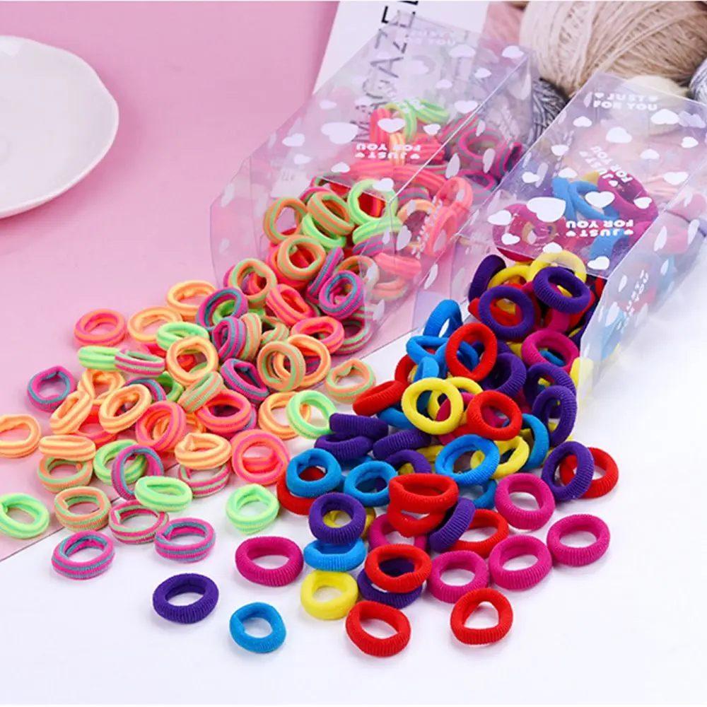 

100PCS/Lot Girls Cute Small Ring Rubber Bands Children Safe Elastic Hair Bands Tie Gum Ponytail Holder Kids Hair Accessories