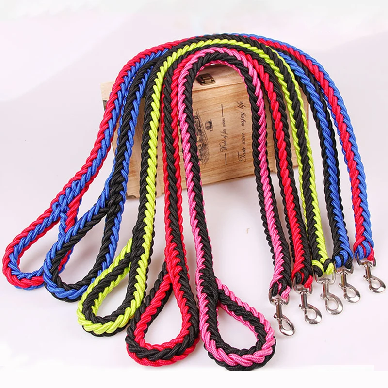 

High Quality Nylon Double Strand Rope Medium Large Dog Leashes Metal Buckle Pet Traction Rope for Big Dogs Golden Retriever JB02