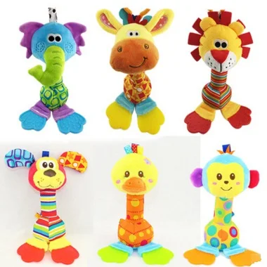 

New Arrival 1pc Soft Baby Toy Cartoon Animal Teether Rattle Squeaker BB Sounder Early Educational Brinquedos Juguetes