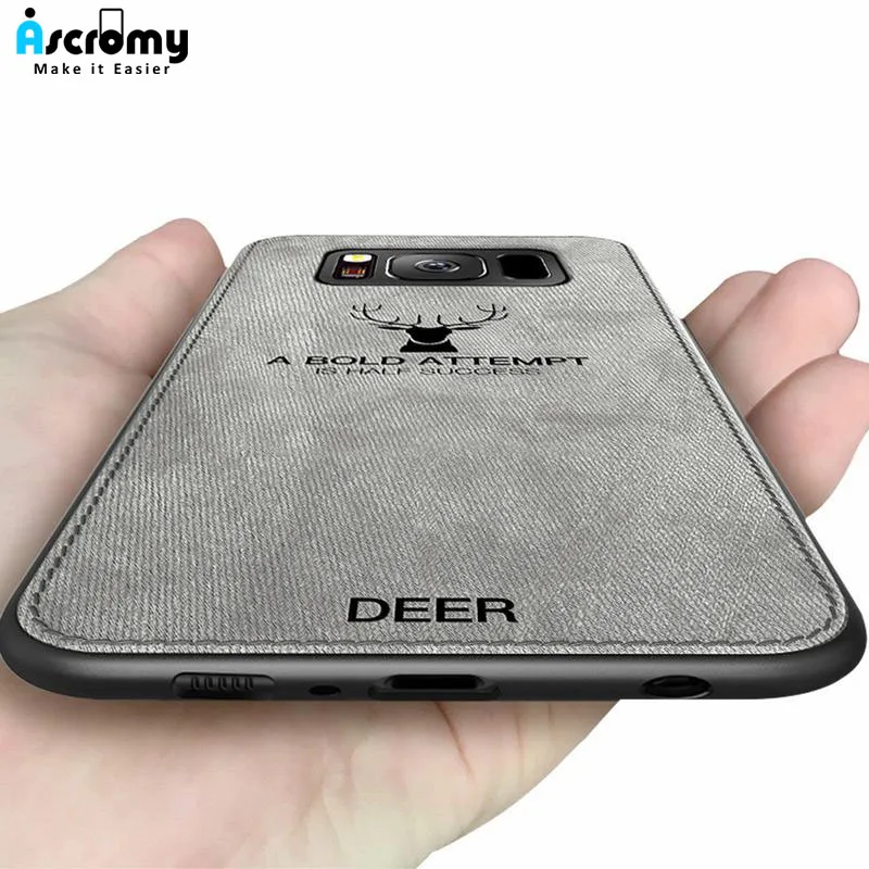 Тонкий чехол для Samsung Galaxy S8 с рисунком оленя из парусины Мягкий защитный ТПУ S9 Note 9