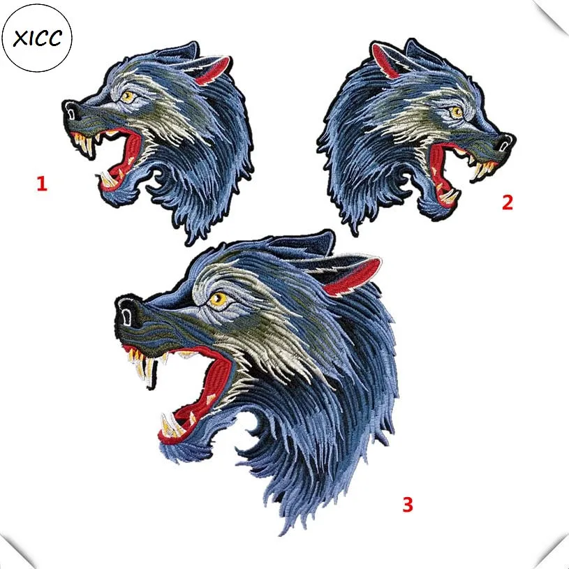 

3 Shape Carton Wolf Head Animal Clothing Decoration Big Size Embroidery Patches High Quality Handmade Stickers Appliques