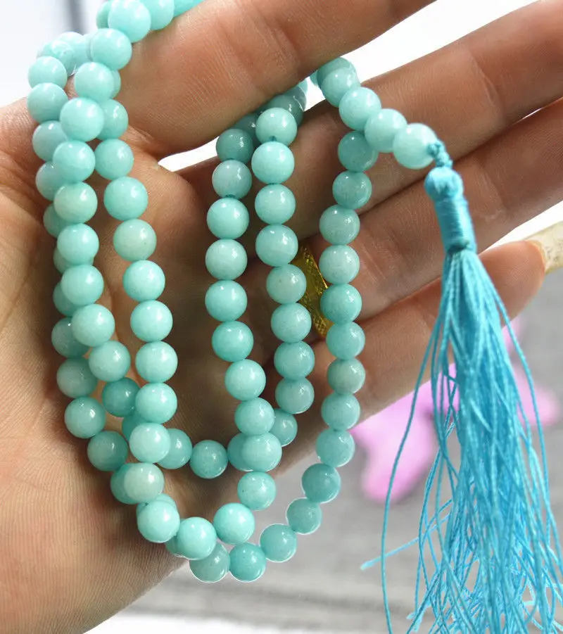 

HOT Jewelry 6mm stone Buddhist Amazon 108 Prayer Beads Mala Bracelet Necklace AA