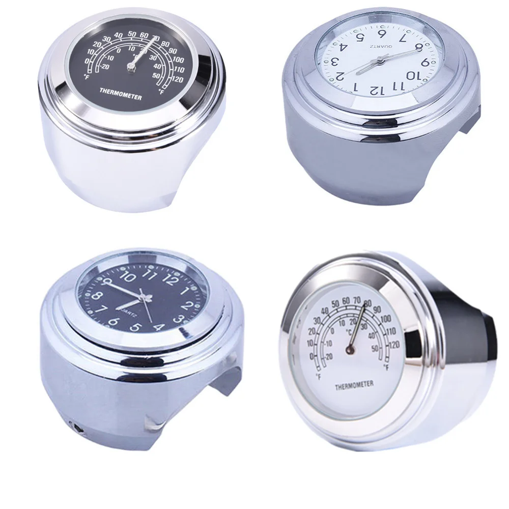 

1 Pcs Universal 1" Chrome Waterproof 7/8 Motorcycle Handlebar Mount Temp Thermometer Clock Watch Motorcycles Accessories