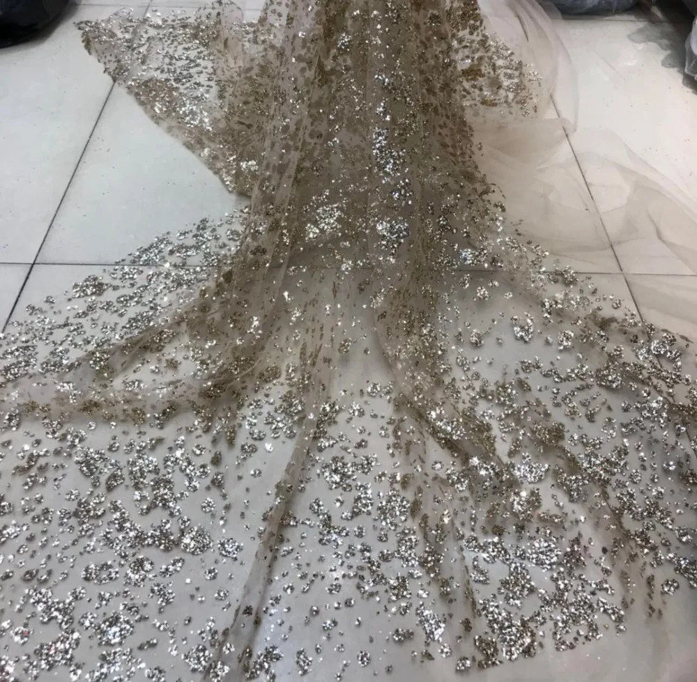 DiuDiu-7244 Good looking 5yards hand print glitter tulle mesh lace fabric for wedding | Дом и сад