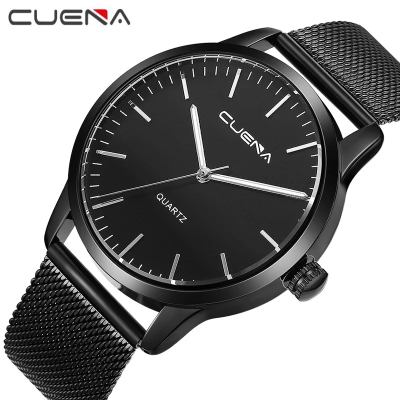 

CUENA Top Brand Men Fashion Quartz Watch Luxury Mens Casual Watches Waterproof Steel Wristwatches Clock 6608G