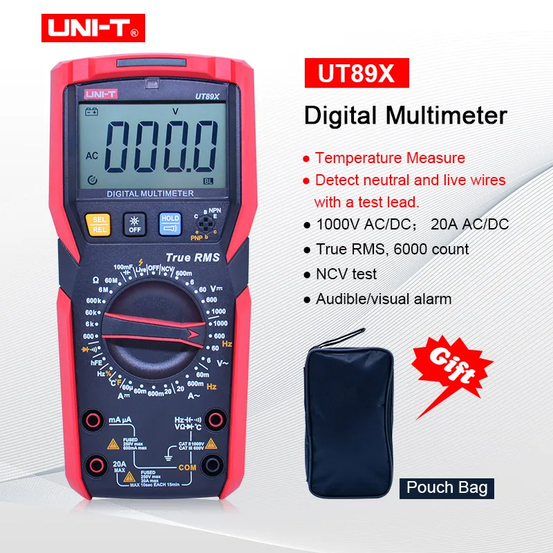

UNI-T UT89X TRMS multimeter tester ac dc Voltmeter Ammeter Capacitance Frequency Resistance tester with Temperature testing