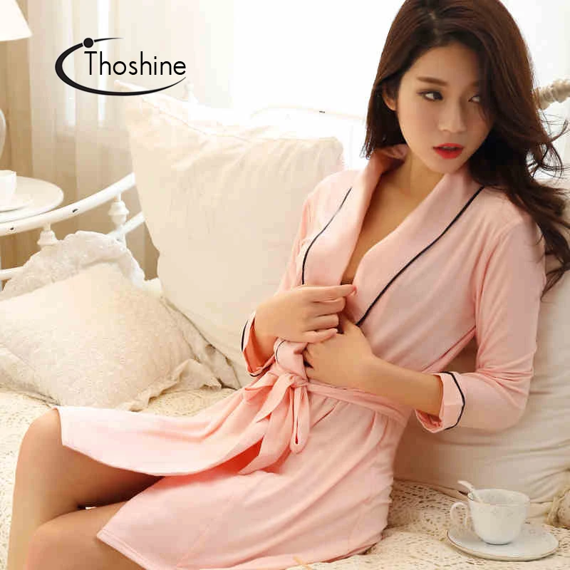 Günstig Thoshine 2019 Frühling Sommer Herbst Frauen Chinesische Seide Satin Robes Weiblich Überlegene Bad Roben Dame Nachthemd Mädchen Hause Nachtwäsche