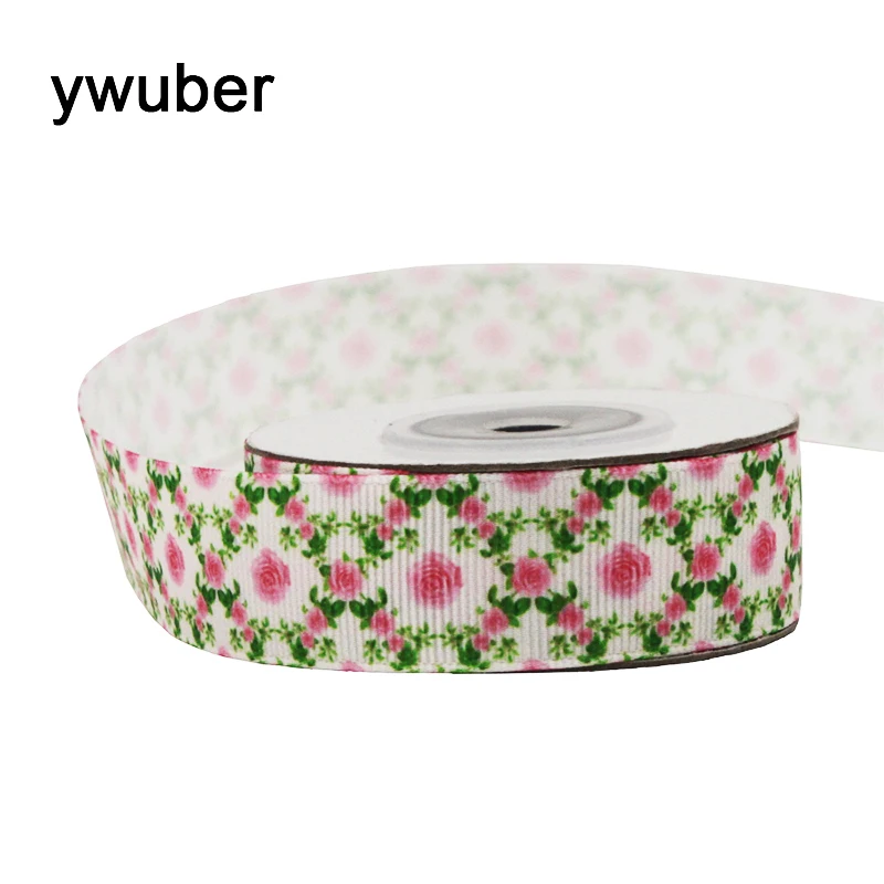 

[IuBuFiGo] 25yard 7/8" 22mm Flower Printed Grosgrain ribbon DIY Handmade Tape