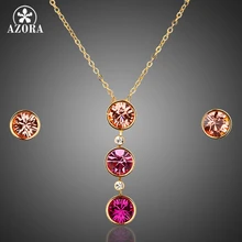 Azora stellux austríaco oro redondo color crystal pendiente de arete y collar colgante conjunto tg0010