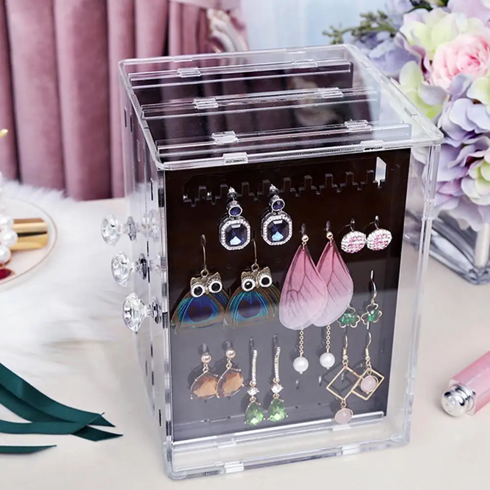 

Transparent Jewelry Storage Box Display Stand Storage Container Earrings Necklaces Bracelets Compartment Display Stand