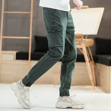 BOSIBIO, новинка, весенние мужские брюки карго, эластичная талия, одноцветные, мужские, модные, хлопковые брюки, облегающие, мужская одежда G3552
