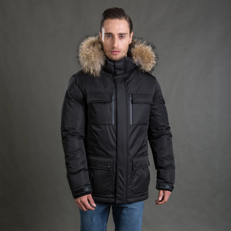 HERMZI 2018 Winter Jacket Men Parka Thick Padded Coat Thinsulate Jacket Detachable Hood Raccoon Fur European Size Free Shipping HERMZI 2018 Winter Jacket Men Parka Thick Padded Coat Thinsulate Jacket Detachable Hood Raccoon Fur European Size Free Shipping