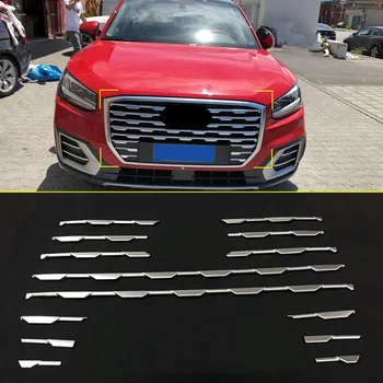 

For Audi Q2 2017 2018 Car Styling ABS Matte Front Center Grille Grill Decoration Strips Cover Trim 14pcs