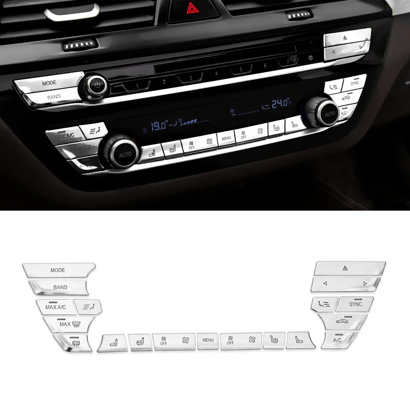 Для BMW 5 серии 528 530 G30 540li ABS хром автомобильная центральная консоль Кондиционер Переключатель кнопки крышка - Название цвета: 19 buttons