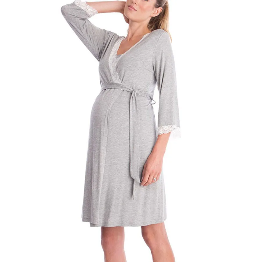Maternity Dress Nursing Clothes Women Mother Knee-Length Cotton Pregnant Dress Casual Maternity Nursing Dress Pregnancy Clothing (4)