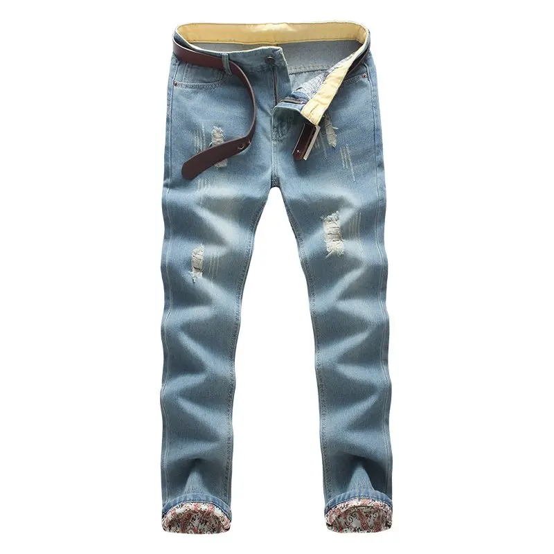 

Blue Skinny Jeans Men Spring Summer Stretch Slim Fit Pants Cotton Casual Denim Jeans Long Pants