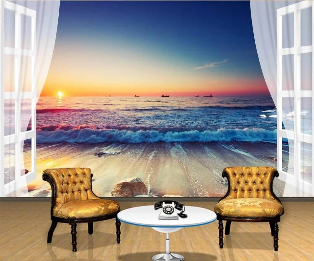 Individuelle fototapeten 3d stereoskopischen seaview fenster 3d