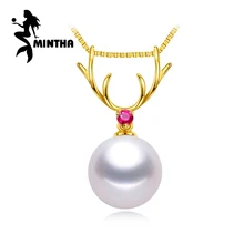 Mintha 18 К Золотой олень ruby Peandant жемчужные украшения рога ожерелья и кулон для любви жемчужные подвески отправить S925 серебро колье