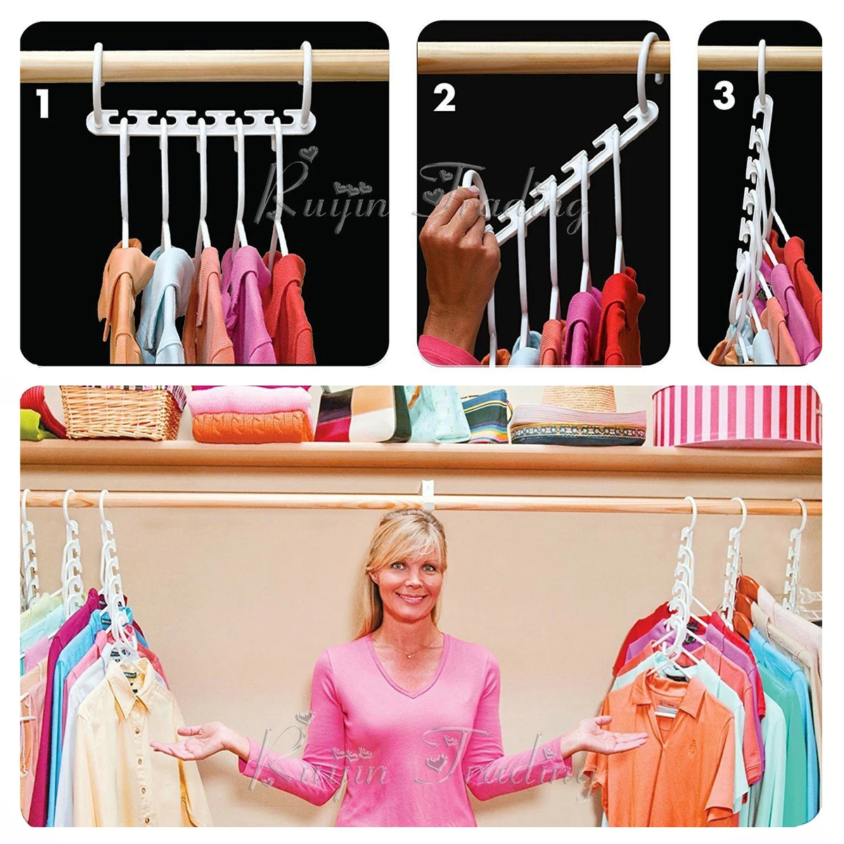 2Pcs Wonder Hanger Set Of 1 To 10 Space Saving Closet Magic Clothes