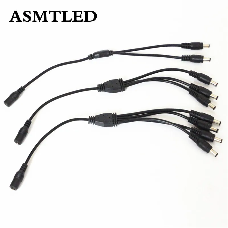 

ASMTLED Hot Sale 1 Female To 2 3 4 Male Plug DC Power Connector Splitter Adapter For CCTV Camera RGB Controller Cable