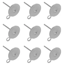 100 шт./лот, пустые серьги-гвоздики из нержавеющей стали, шпильки с петлей, 6 мм, 8 мм, плоский круглый поднос, основание для уха, ювелирное изделие, сделай сам