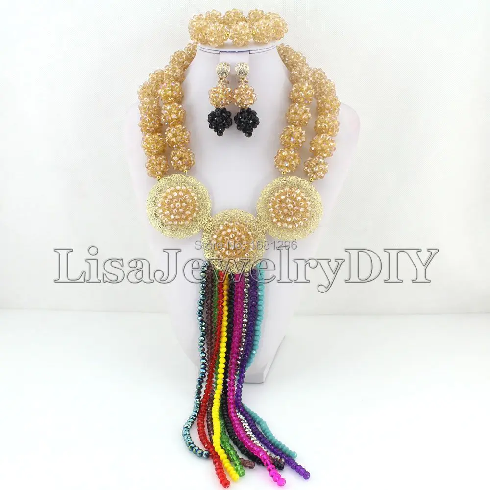 

Fashion Crystal Ball Jewelry Sets Nigerian Wedding African Beads Jewelry Sets HD0979