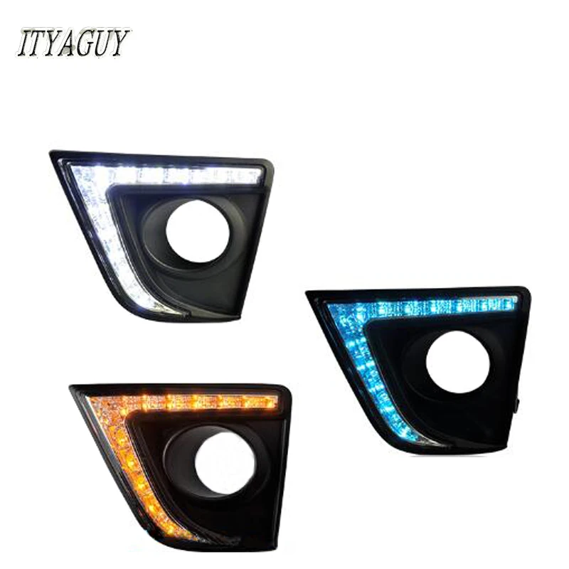 

2pcs LED Yellow Turn Signal car LED DRL Daytime Running Lights for Toyota corolla 2014 2015 2016 DRL led with fog lamp hole LED