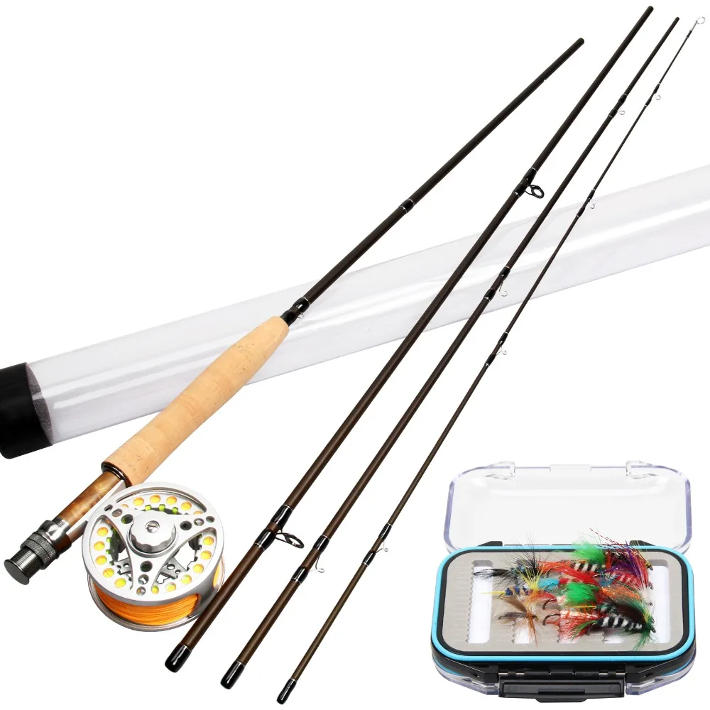 Fly Fishing Combo 5WT 9FT Carbon Fiber Fly Fishing Rod & 5/6WT Large Arbor Aluminum Fly Reel