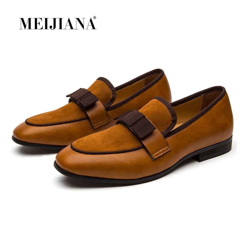 Men Wedding Party Dress Shoes Men's Banquet Loafers Genuine Patent Leather And Suede Leather Patchwork With Bow Tie Men Wedding Party Dress Shoes Men's Banquet Loafers Genuine Patent Leather And Suede Leather Patchwork With Bow Tie